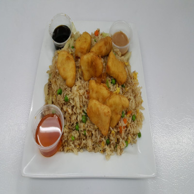 Fried Rice with Chicken Nuggets